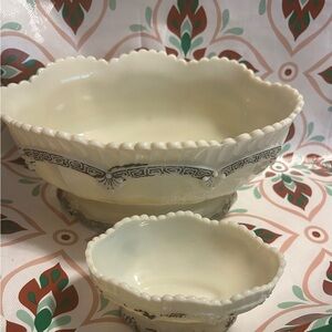 Chrysanthemum Sprig Custard Glass Bowl Northwood Pagoda